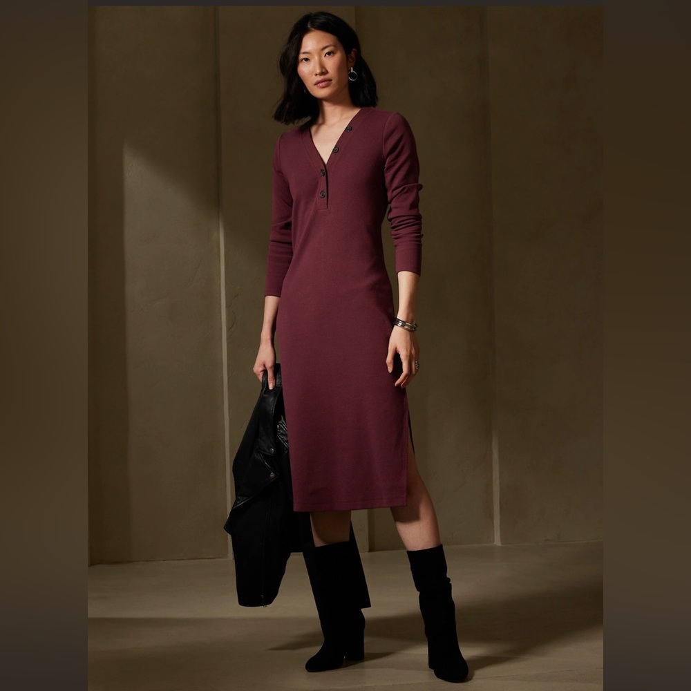 NWT Banana Republic Henley Knit MIDI Dress